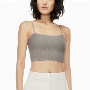Aritzia Babaton Sculpt Knit Cami Cropped Tank Opal Grey | Size M